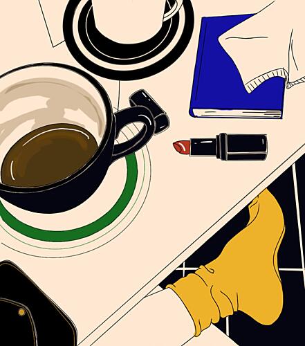 Relaxed Coffee Morning Art Print by Juliana Kokolari