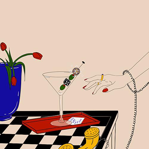 Retro Martini Call Pop art reproduction