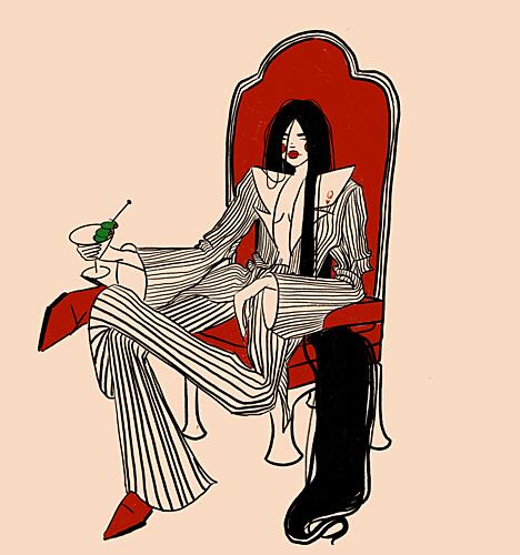 Confident Woman Red Chair Art Print by Juliana Kokolari