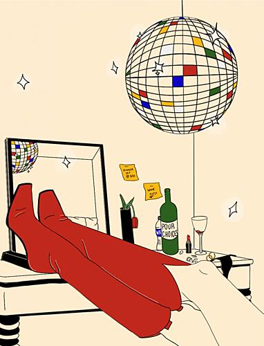 Chic Disco Night Art Print by Juliana Kokolari
