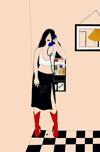 Stylish Payphone Call Art Print by Juliana Kokolari