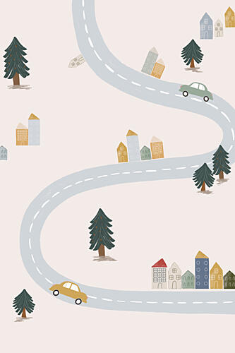 Playful Town Drive Art Print