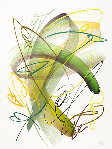 Dynamic Green Swirls Art Print