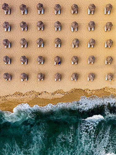 Beach Umbrellas Ocean View Art Print by Valeri Yordanov