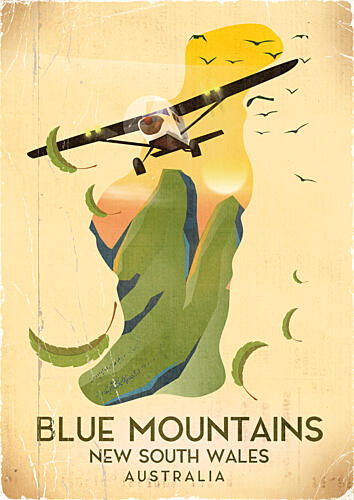 Plane over Blue Mountains Art Print