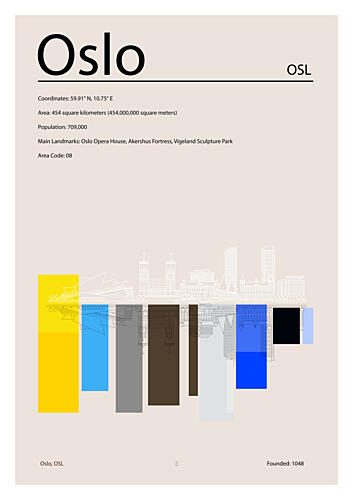Oslo City Skyline Abstract Art Print by cartissi