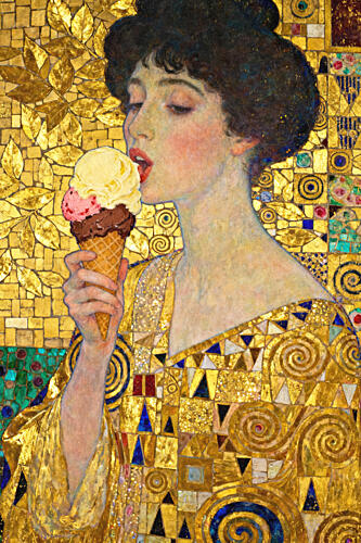 Golden Ice Cream Portrait Art Print by Neetesh Kumar