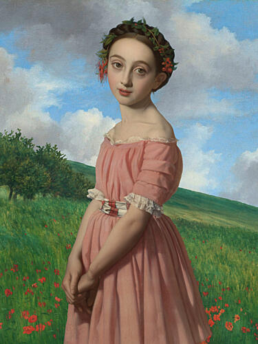 Young Girl with Berry Wreath Art Print