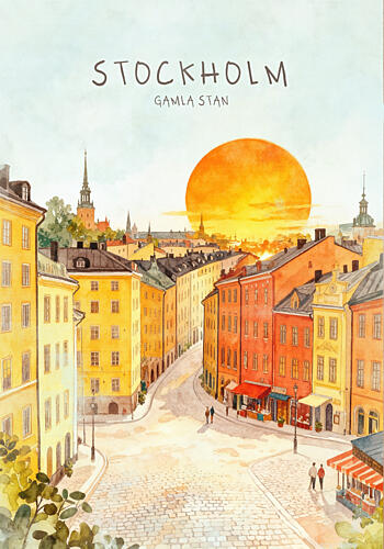 Stockholm Gamla Stan Sunset Art Print by Neetesh Kumar