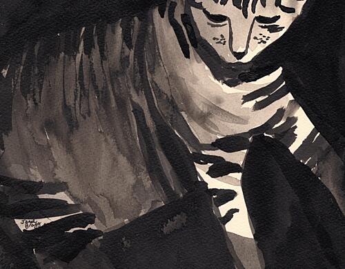 Quiet Striped Cat Art Print