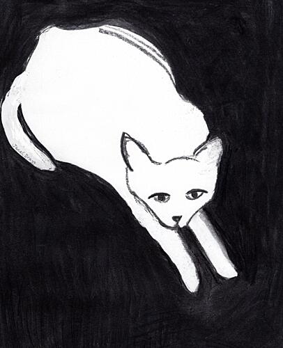 Minimalist White Cat Art Print