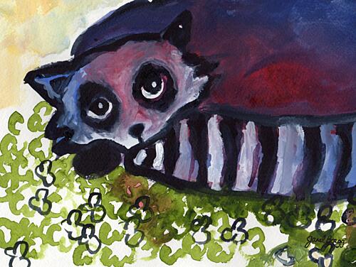 Whimsical Raccoon Nap Art Print