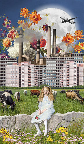 Surreal Girl Industrial Nature Art Print