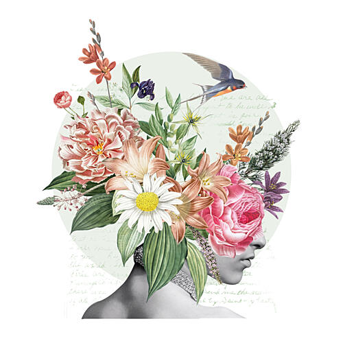 Dreamy Floral Profile Art Print