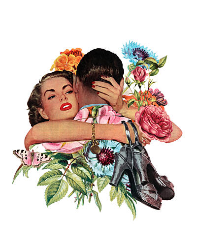 Passionate Floral Embrace Art Print