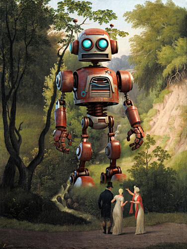 Giant Robot Pastoral Art Print
