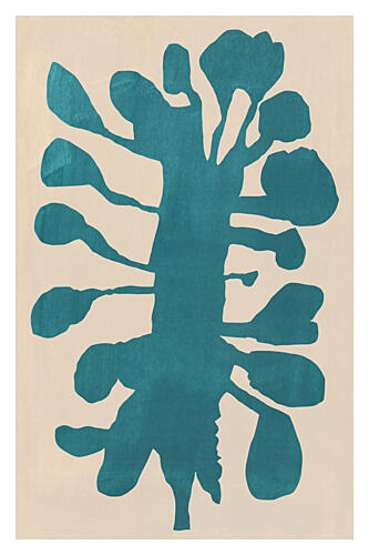 Organic Teal Plant Shape Art Print
