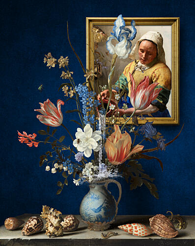Blue Still Life with Woman Art Print