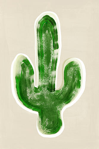 Boho Green Cactus Art Print
