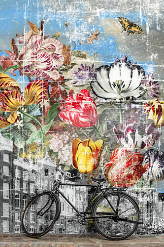 Urban Bike with Tulips Art Print