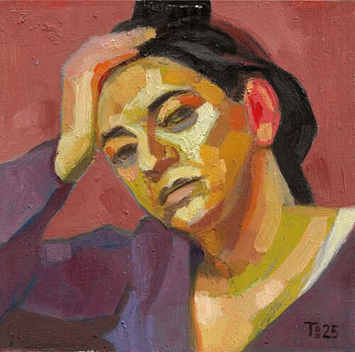 Pensive Woman Portrait Art Print