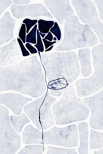 Abstract Blue Rose Art Print by Ankie Kooi