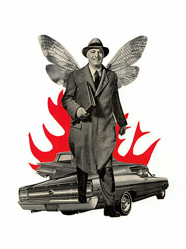 Retro Winged Businessman Pop art reproduction