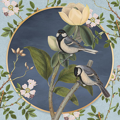Vintage Birds and Blossoms Art Print