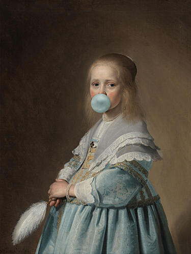 Whimsical Bubblegum Girl Pop art reproduction