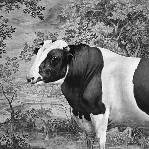 Pastoral Bull Landscape Art Print