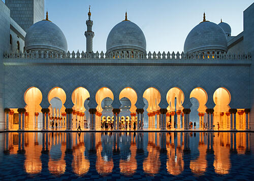 Grand Mosque Reflection Art Print by Carolina Garcia-Paris