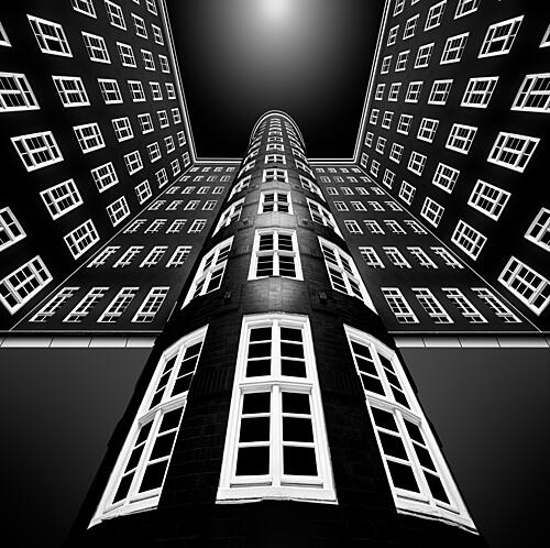Curved Building Perspective Art Print by Jordiegeatorrent