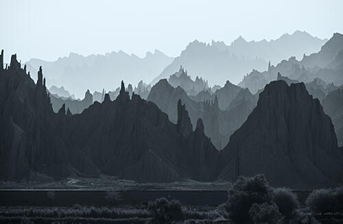 Layered Mountain Haze Art Print