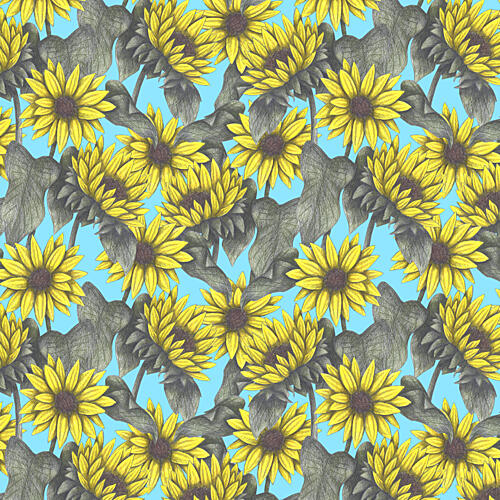 Cheerful Sunflower Pattern Art Print by Cecilia Battaini