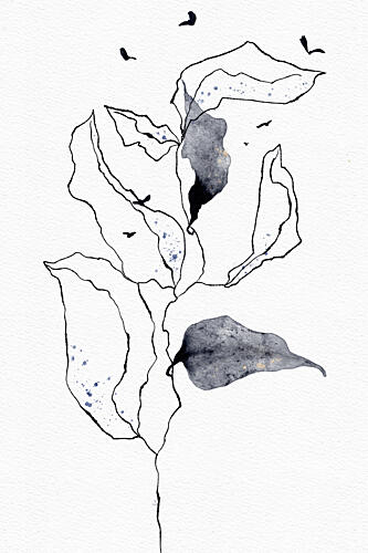 Delicate Botanical Flight Art Print