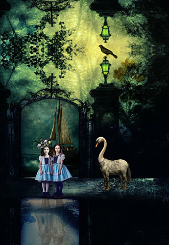 Girls in Enchanted Garden Art Print by Pascal Bouchet-Spiegel
