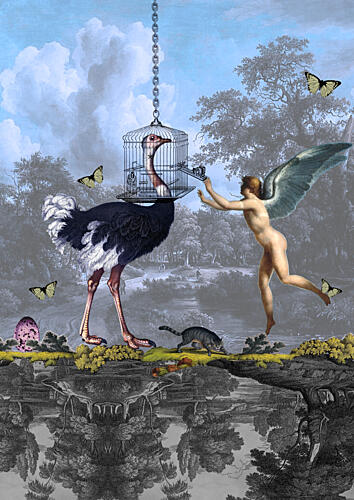 Surreal Ostrich Angel Dream Art Print by Pascal Bouchet-Spiegel