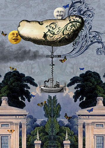 Whimsical Sky Voyage Art Print by Pascal Bouchet-Spiegel