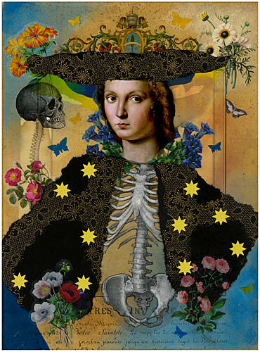 Crowned Skeleton Portrait Art Print by Pascal Bouchet-Spiegel