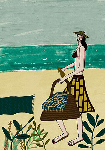 Summer Beach Stroll Art Print