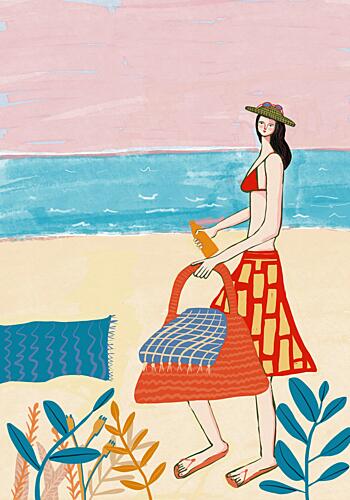 Summer Beach Stroll Art Print