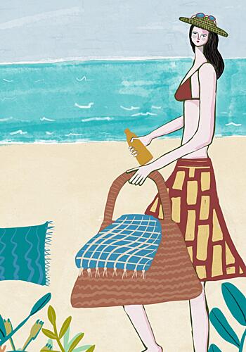 Summer Seaside Stroll Art Print