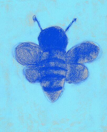Blue Bee Sketch Art Print