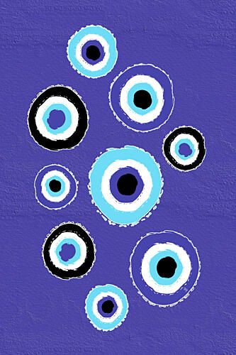 Blue Evil Eye Symbols Art Print by Martina