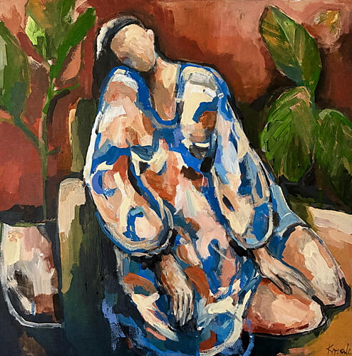 Serene Figure Indoors Art Print by Magdalena Krzak