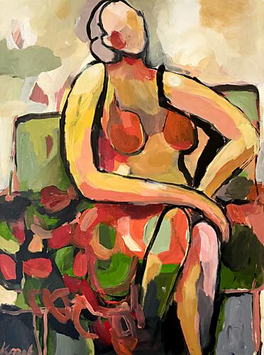 Colorful Nude Figure Art Print by Magdalena Krzak