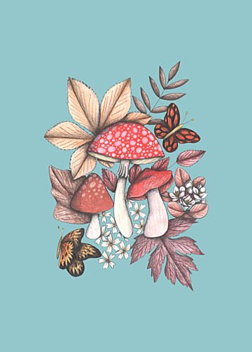 Autumn Forest Mushrooms Art Print by Cecilia Battaini