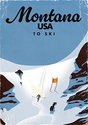 Vintage Montana Ski Art Print