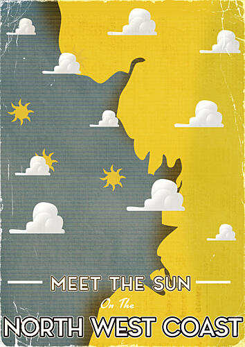 Sunny Northwest Coast Map Art Print