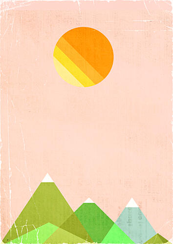 Minimalist Mountain Sun Art Print